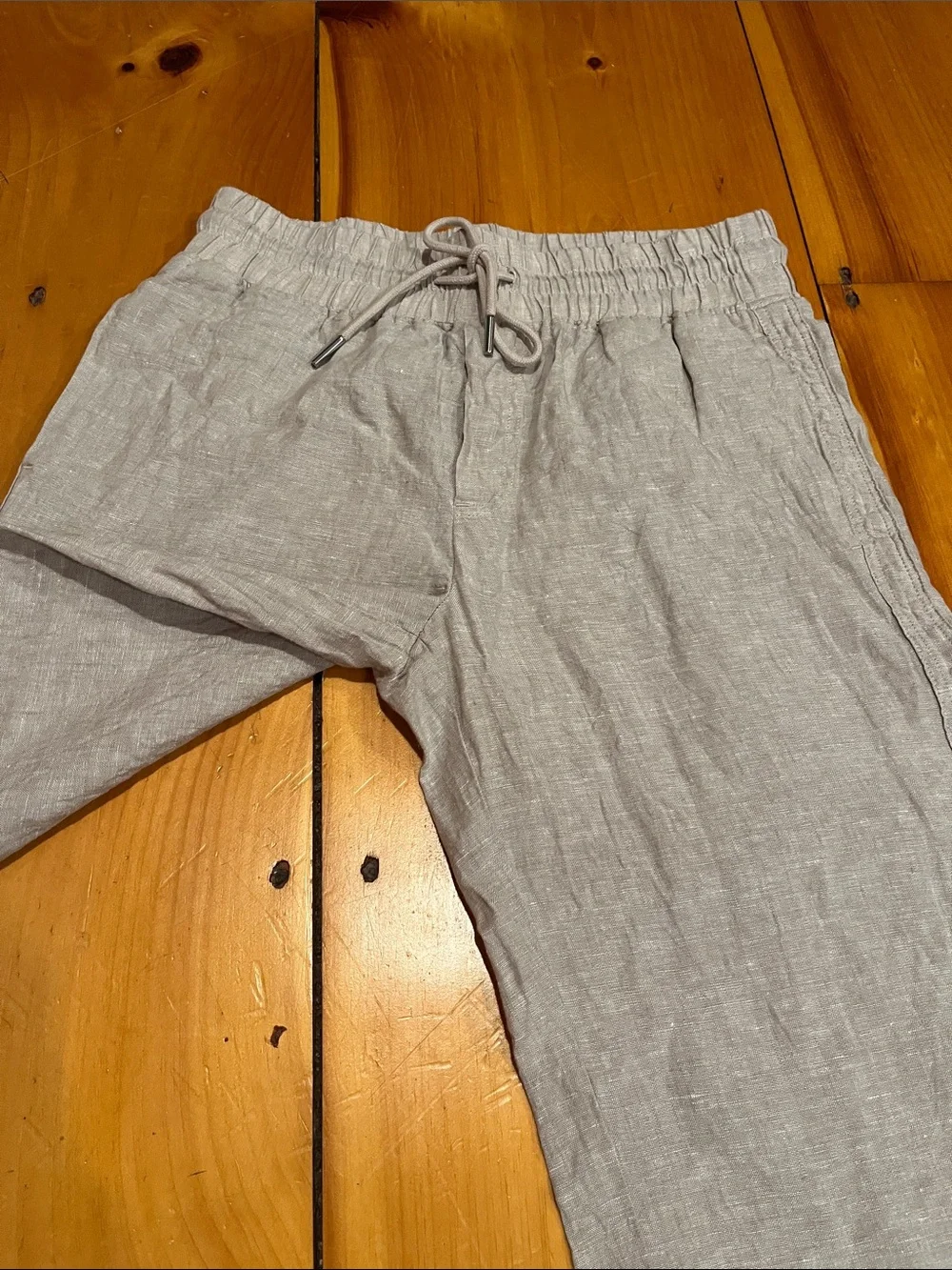 QUINCE M Flax 100% European Linen Wide Leg Pants Drawstring Pockets